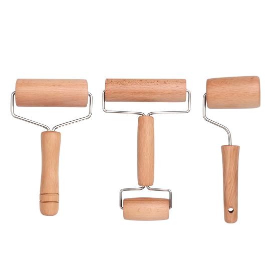 Wood Rolling Pin Non-Stick Dough Roller for Pizza Pastry Ergonomic Mini Dough Rolling Pin Easy-Clean Essential Baking Tool for Home Kitchen