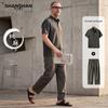 SHANSHAN Men's 100% Linen Short-Sleeve T-Shirt Set