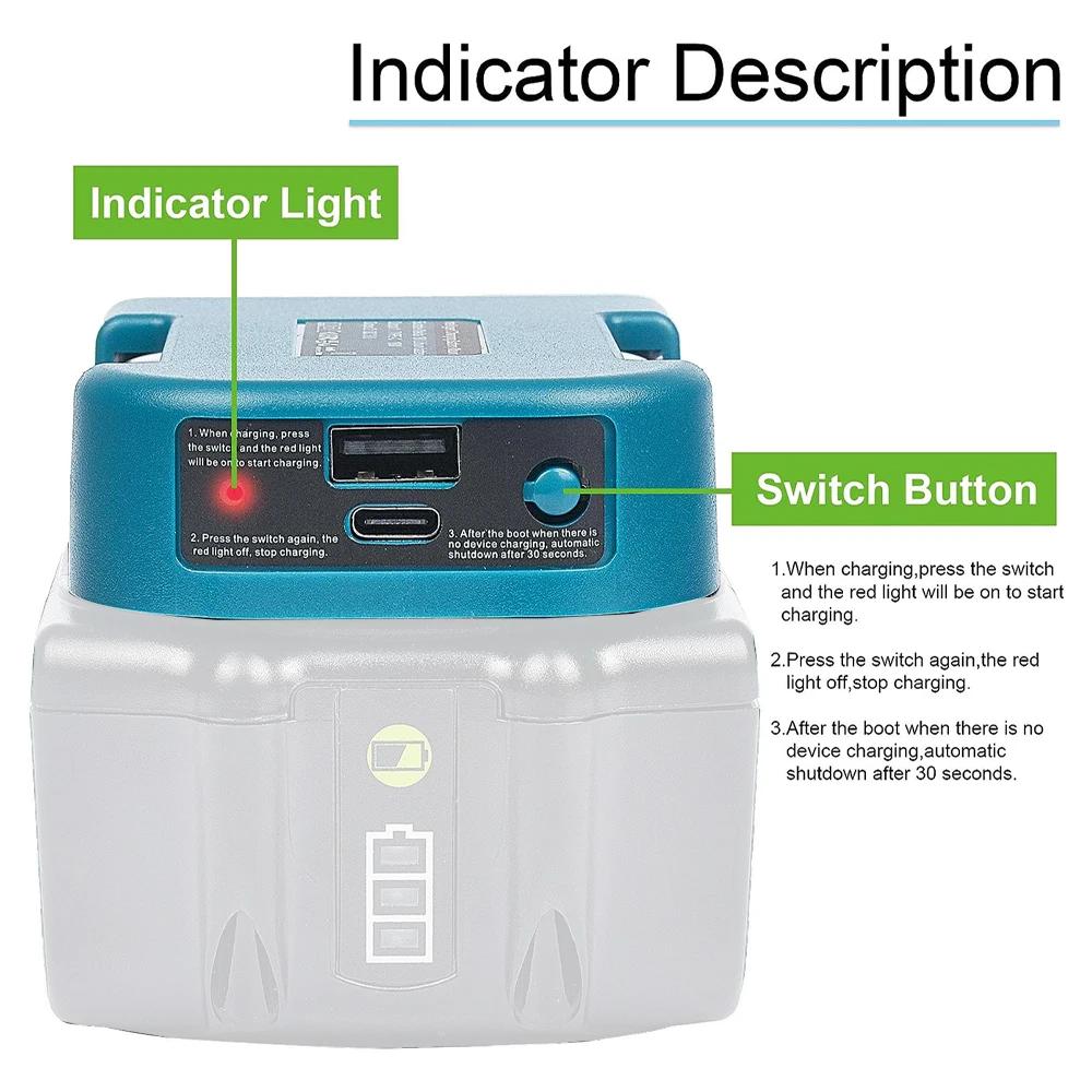 For Makita 18V With USB With Type-C Battery Holder For Makita 18V Battery BL1840 BL1850 BL1860 Charger Adapter Fast Charging