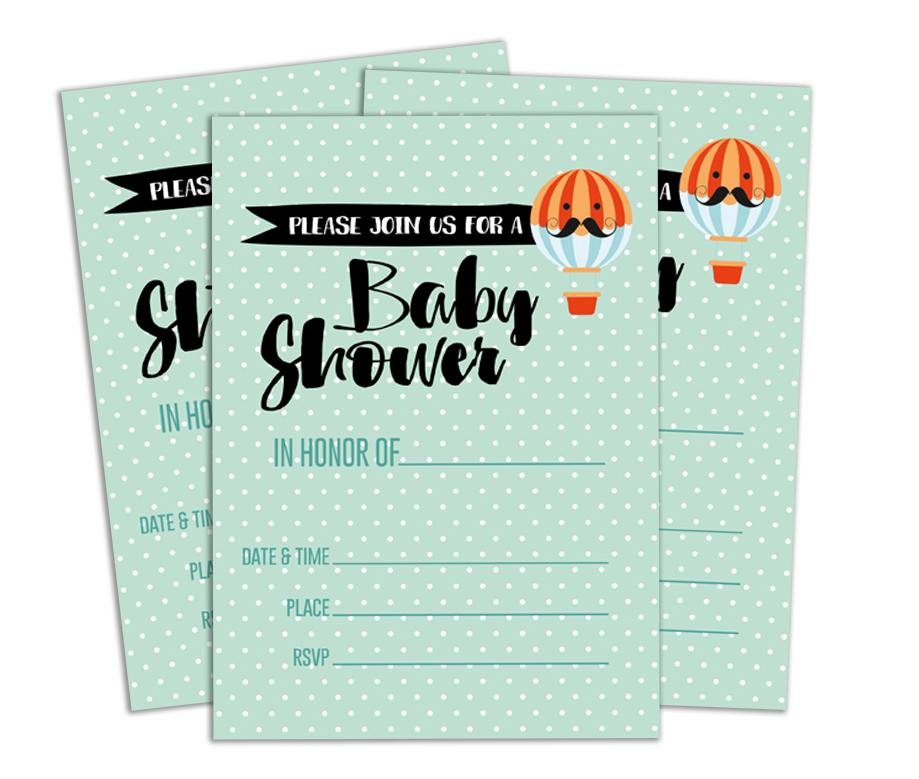 Darling Souvenir Baby Shower Invitation Card 28 Pcs Fill or Write In Blank Invites Printable Party Supplies