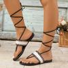 Summer Outdoor Casual Women's Shoes Rome Open Toes Women's Cross Lace Thong Light Sandals Flat Female Horn Fight