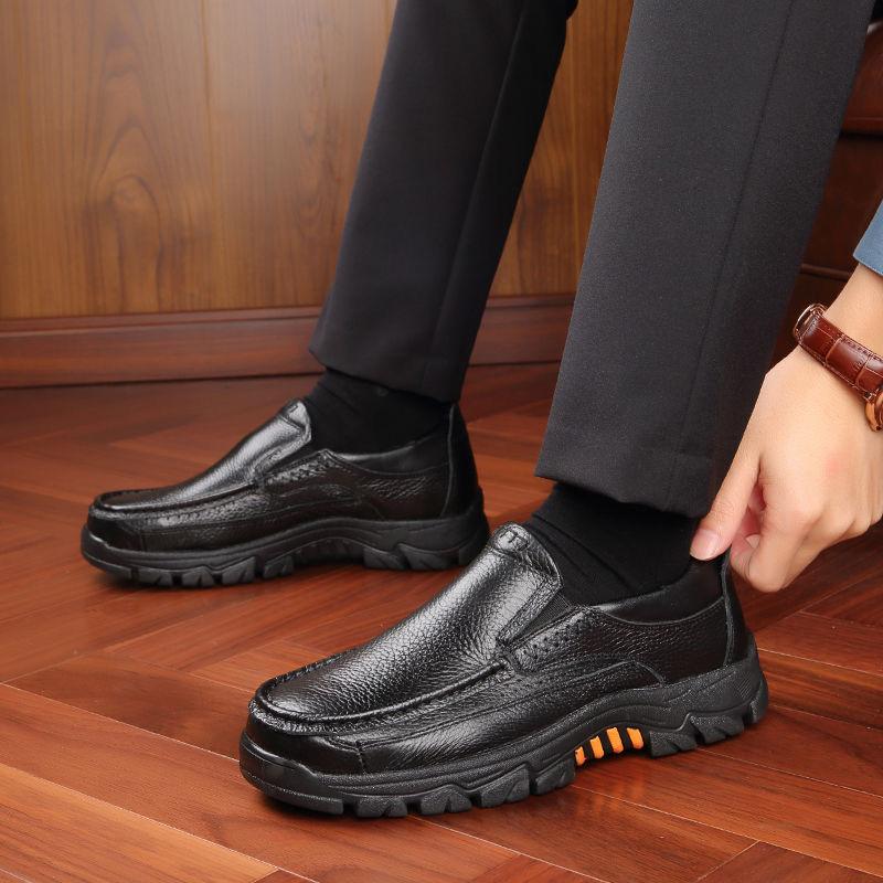 2024 Winter Shoes Mens Genuine Leather Oxfords Soft Cow Leather Mens Casual Shoes Flat Brand Male Footwear Black Brown D203
