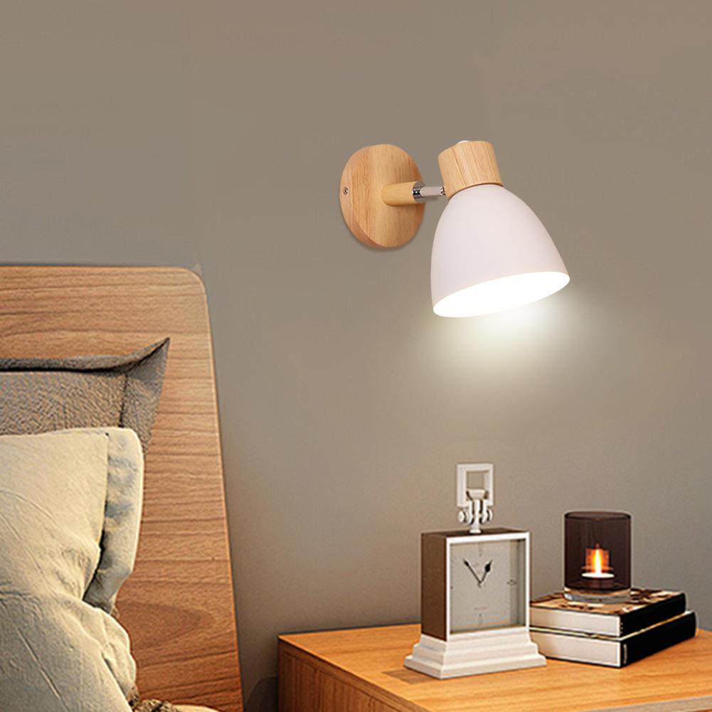 Wooden Nordic Wall Light Modern LED Reading Light Bedside Lamp for Bedroom Living Room Home Decor Fixture