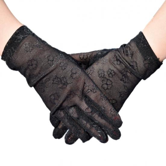 Fashionable and Breathable Mesh Short Gloves for Elegant Ladies