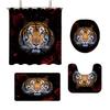 Fierce Tiger Printed Bathroom 4-Piece Set 180X180 Waterproof Shower Curtain Floor Mat Toilet Mat U-Shaped