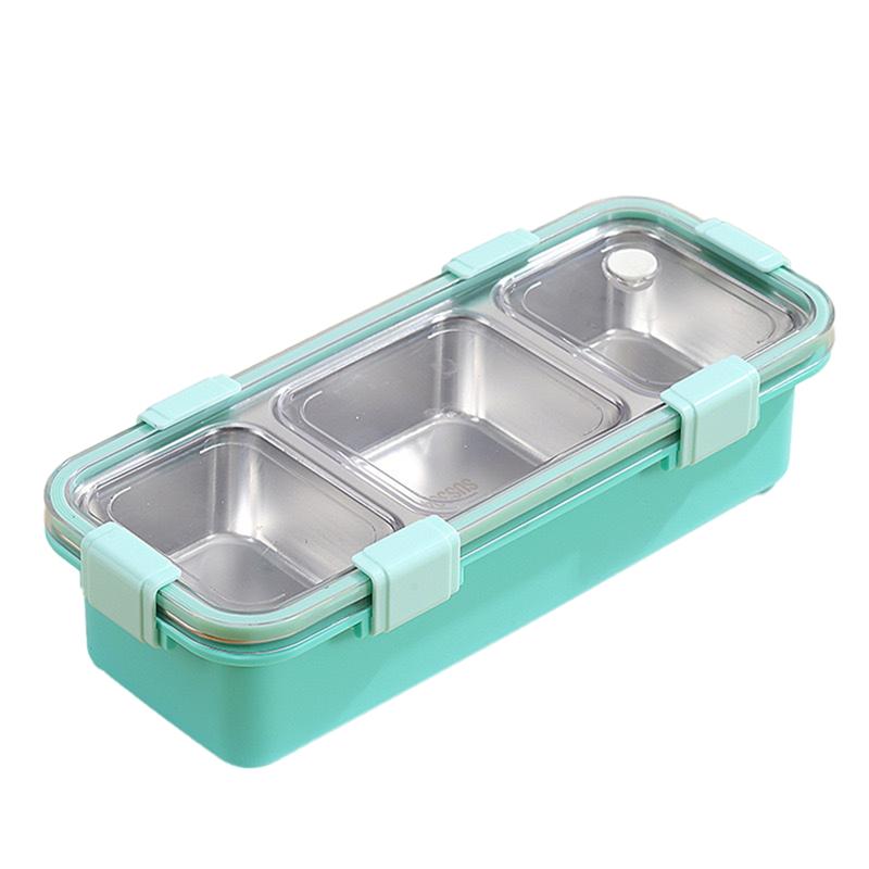 3 Compartment Lunch Box, Stainless Steel Bento Box, Portable Food Storage Container For Children, Leakproof Snack Boxabkw