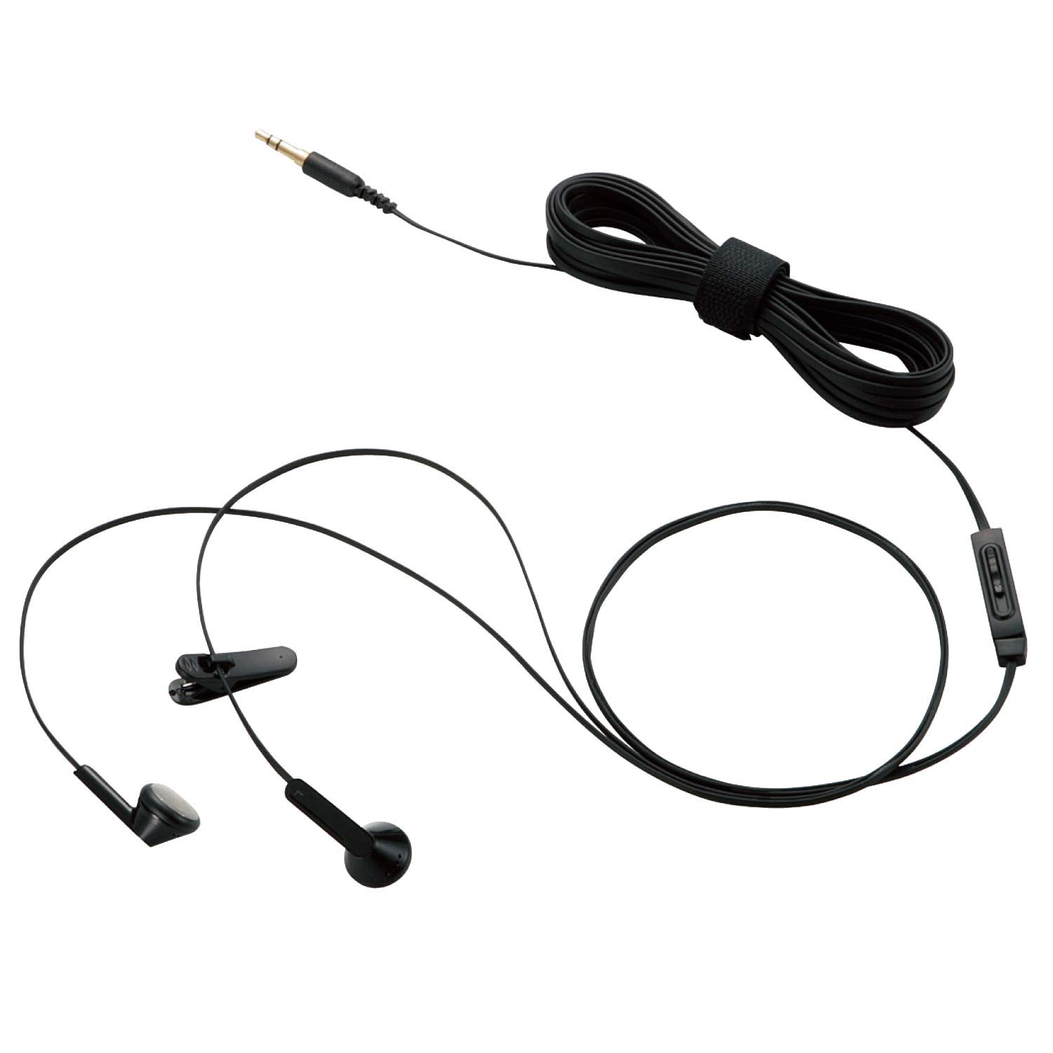 

ELECOM Stereo Earphones with Volume Adjustment, Mono/Stereo Switch, Tangle-Resistant Flat Long Cable, 5.0m, Black EHP-TVIE0250BK