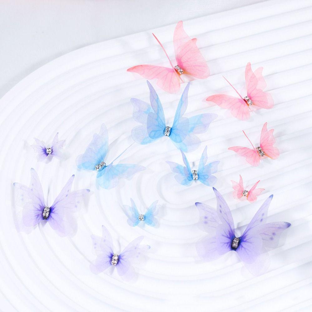 50Pcs Double Layer Butterfly Appliques Translucent Clothes Sewing Patch  Garment Design Materials
