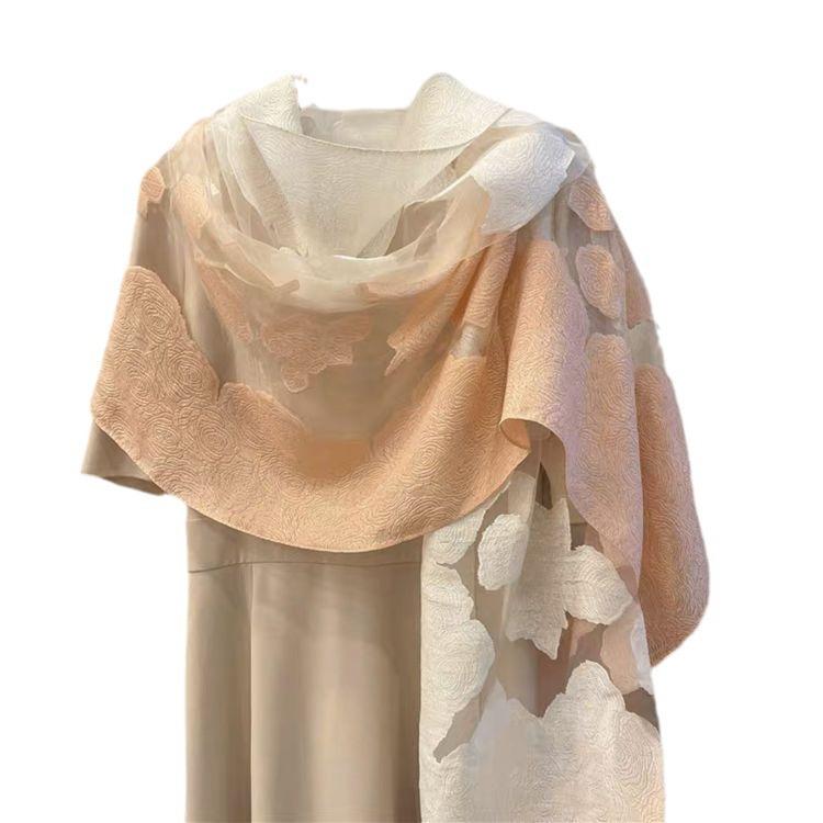 Scarf for Women in Spring and Autumn Korean Version Organza Rose Long Scarf Scarf Shawl