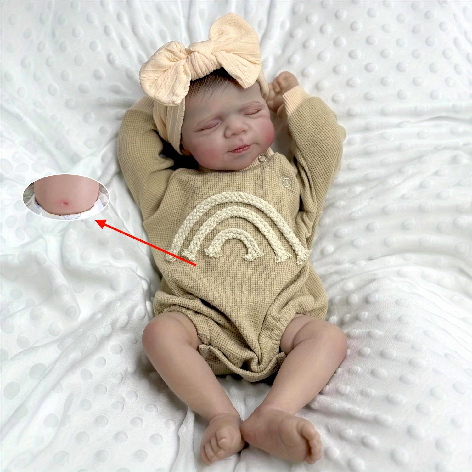 

BZDOLL Кукла-младенец реборн ручной работы 48 см 19 дюймов спящий, тело из мягкого винила, игрушка для девочки, 3D-раскраска кожи с видимыми венами, модный подарок на день рождения ребенку vinyl body doll