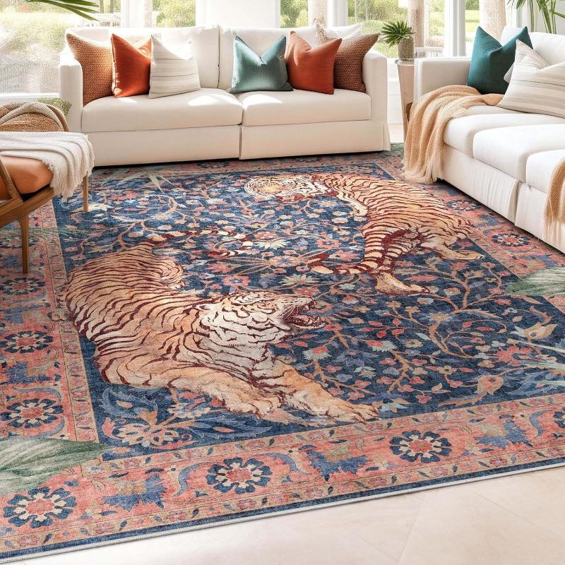 Persian Carpet Tropical Rainforest Tiger Bedroom Bedside Rugs Dirt Resistant and Wear-resistant Homestay Mats Decoration Carpet