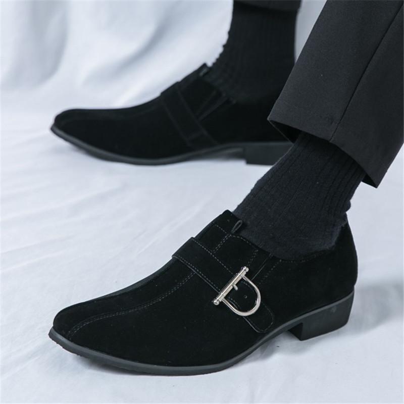 Fashion New Men's Pointed Faux Suede Leather Shoes Designer Monk Strap Loafers Formal Wedding Prom Dress Homecoming Footwear