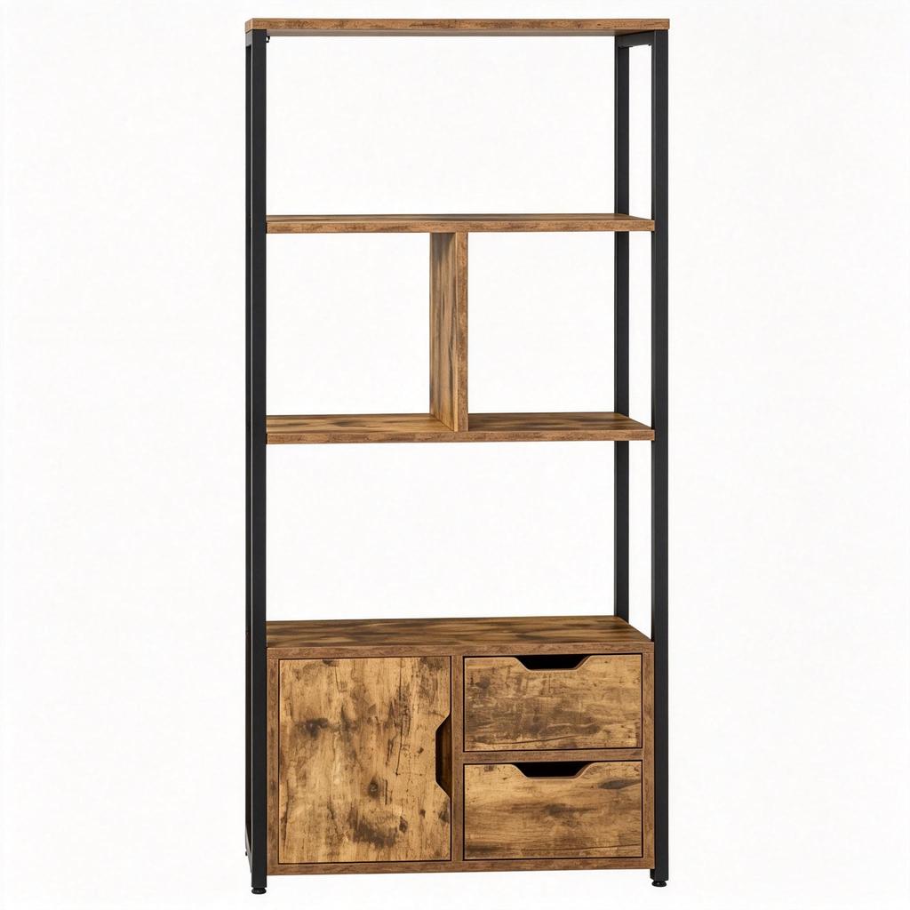 Modern Bookshelf, Stylish Room Divider with Open Compartments and Closed Storage, Versatile Living Room Shelf (only with bookshelf)