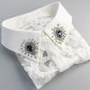 Women for Rhinestone Lace Embroidery Shirt False Collar Detachable Fake Necklace
