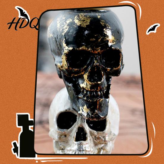 Halloween Candle Holder Stacked Skull Holder Pillar Stand Retro Seasonal Decor Spooky