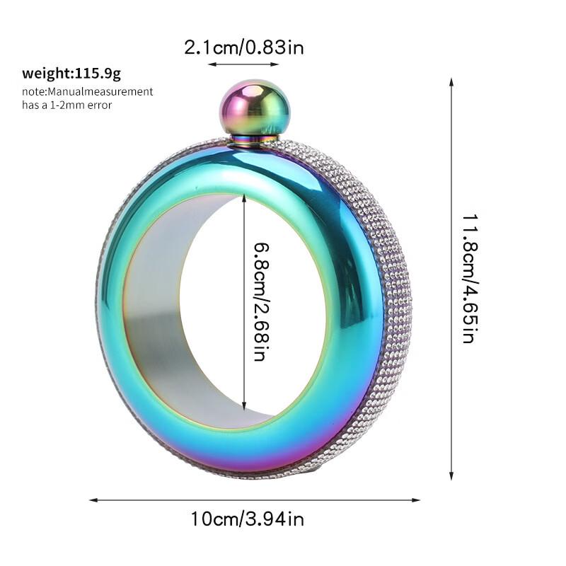 

Colorful Rhinestone Stainless Steel Bangle Flask