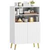 Modern Bathroom Cabinet with 2 Open Shelves and a with Soft-Close Doors. 60x31.8x93cm. White