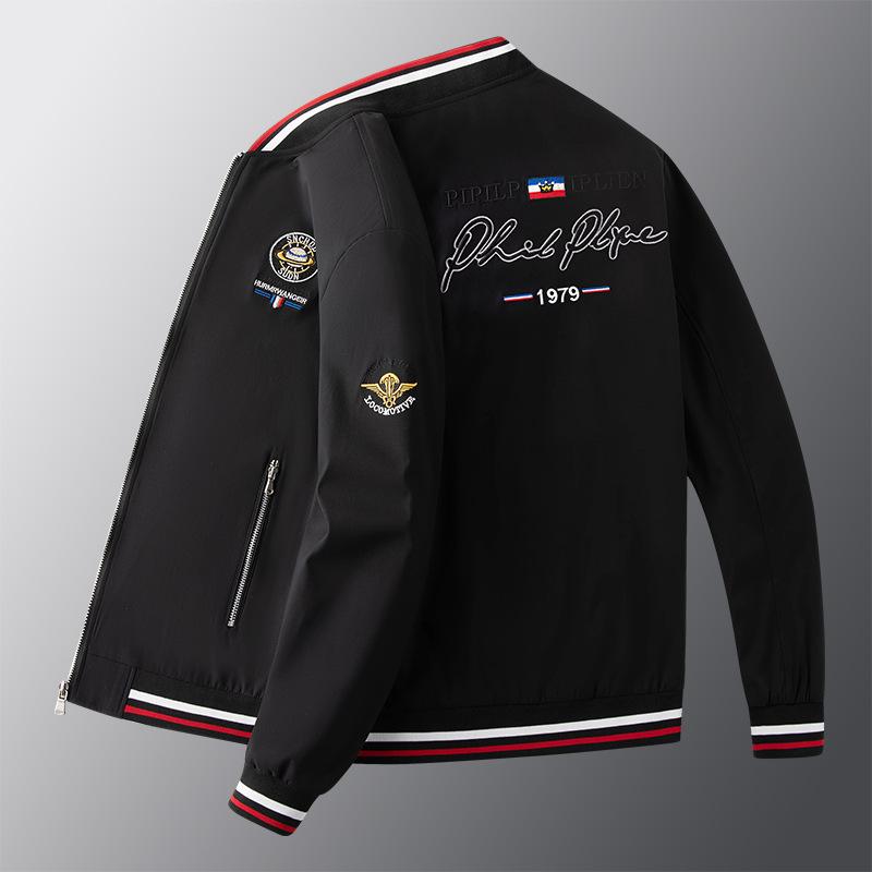 European Style Spring Luxury Baseball Jacket with Earth Embroidery Men's Casual Fashion Trend
