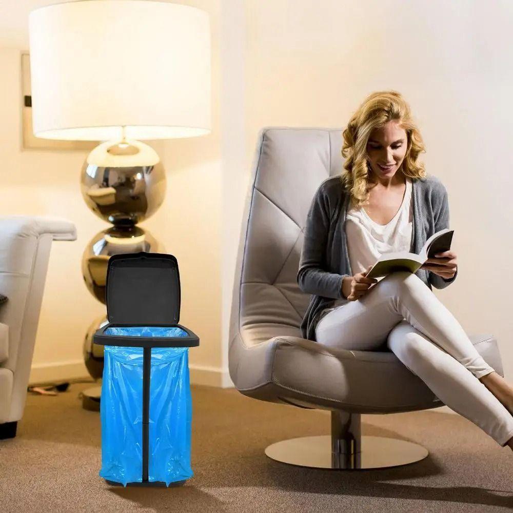 Foldable Trash Bag Holder with Lid Trash Can Holder Multifunctional Rubbish Bin Stand  Kitchen