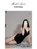 Sexy Nightclub Secretary Chain Backless Halter Slit Dress for Women