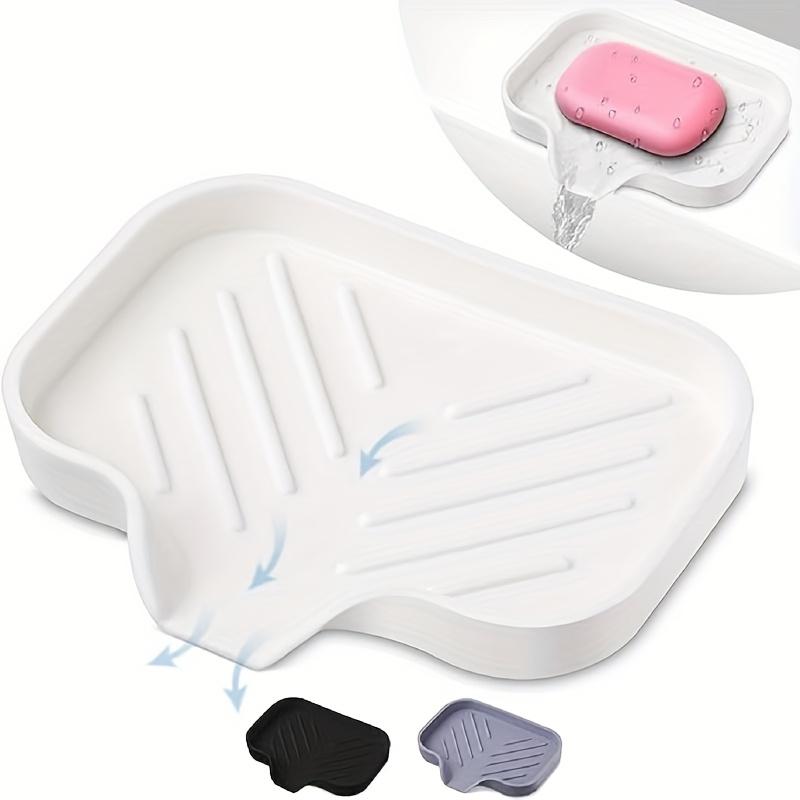 

1pc Soap Dish - Soap Drain Tray, Lightweight Dishwashing Mat Foldable Drying Mat, Bathroom Soap Holder, Self-Draining Soap Tray, Portable Tray, White 1pc