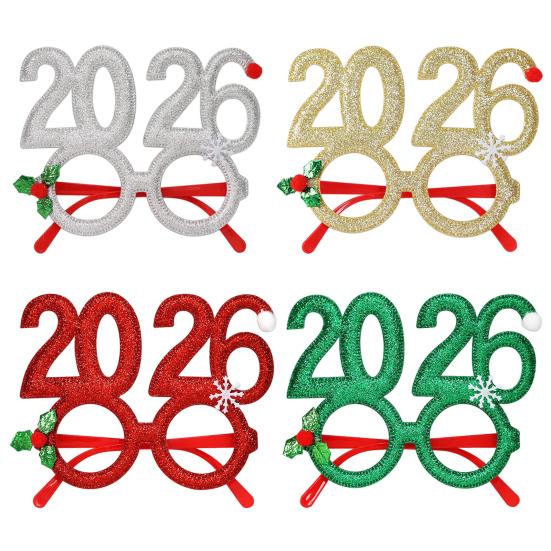 2026 New Year Eve Glasses Christmas Party Photo Props for Adults Kids Festive Celebration Eyewear for Countdown Party