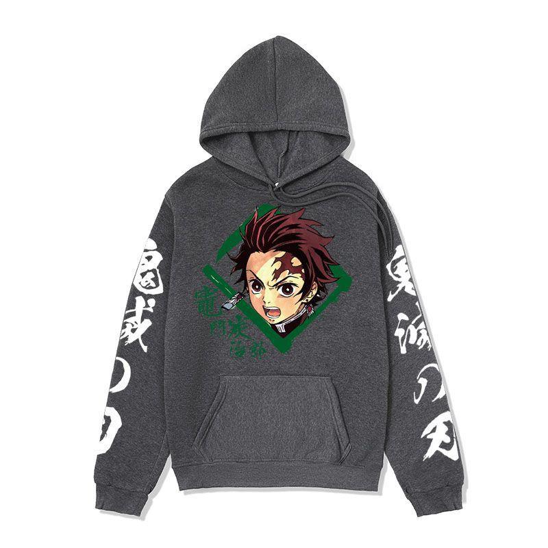 Anime Demon Slayer Hoodie Mens Winter Fleece Lined Oversized Casual Streetwear Pullover