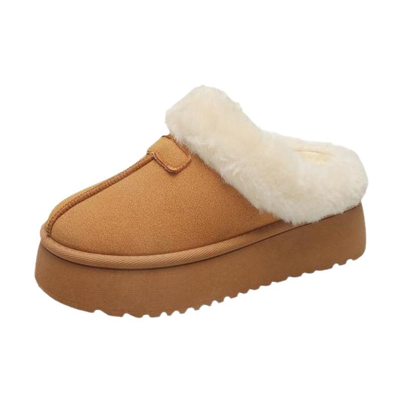2025 New Autumn and Winter Snow Cotton Thick-soled Fluffy Slippers Women's Wear Fashion Warm and Velvet Explosive Bag