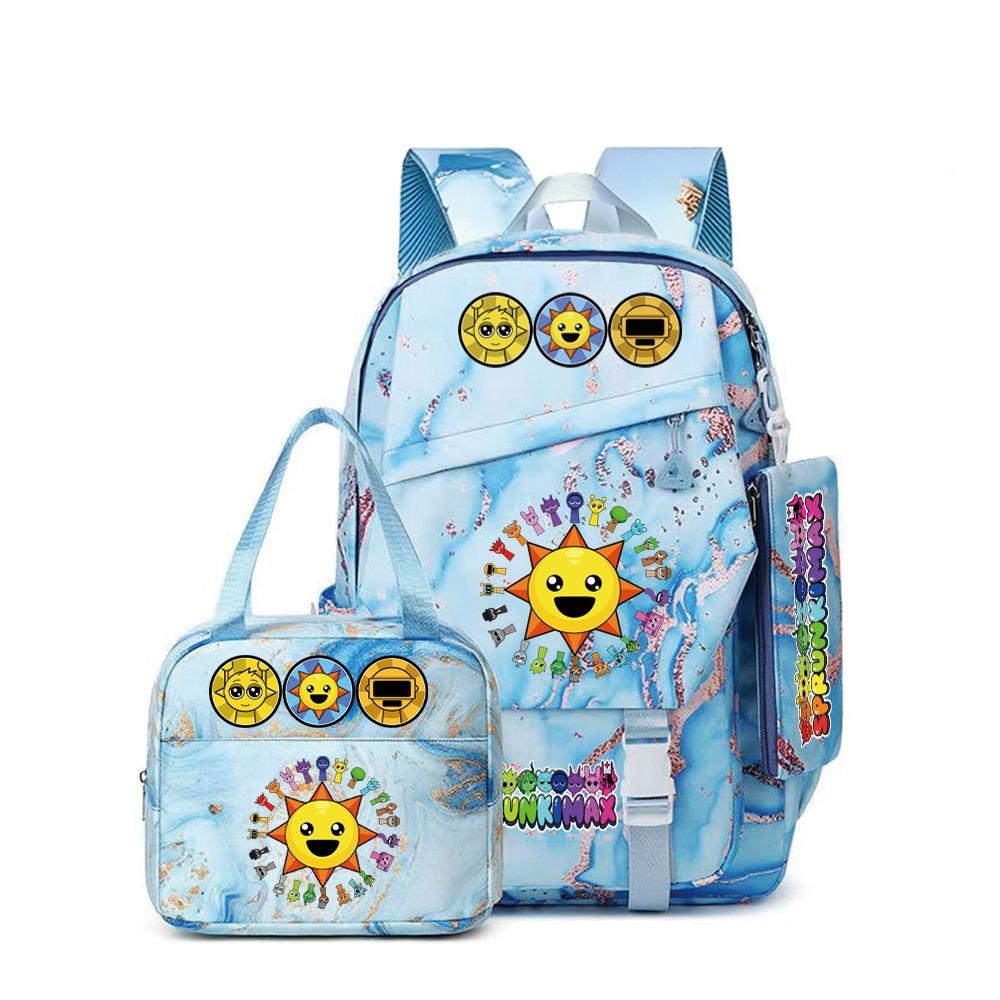 SprunkiPlush Rhythm Box School Bag Student Large Capacity Storage Backpack Backpack Three-piece Set L