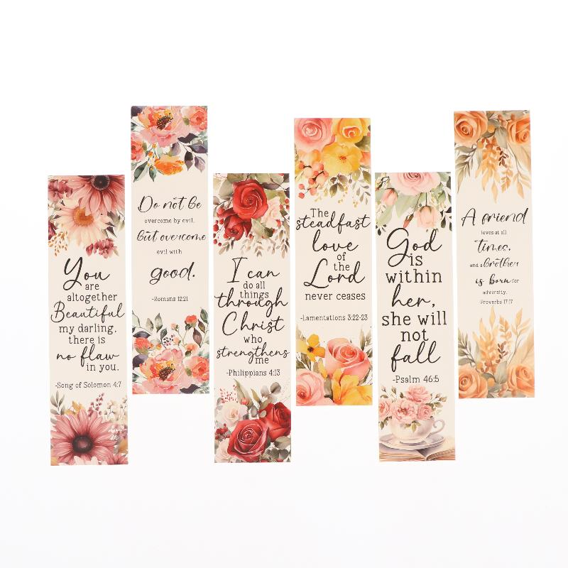 30 Pcs Verse Bookmarks With Watercolor Floral Prints Perfect For Book Lovers Church Gifting Daily Reading