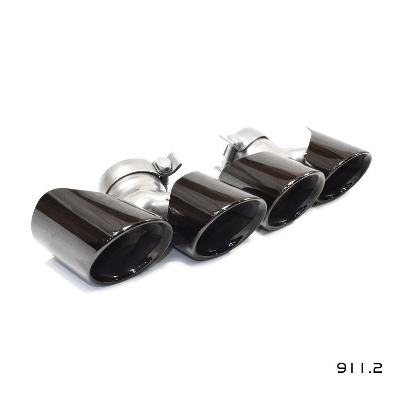 Fits 08-19 Porsche 911 Carrera Sport: Quad Outlet Titanium Black Stainless Steel Tailpipe Exhaust Upgrade