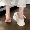 Thick-soled slippers for women to wear 2024 summer soft leather cross-toe stepping on shit sandals casual lazy slippers