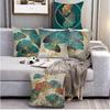Throw Pillow Cover Green Plant Leaves - 18 x 18 Inch Teal Pillow Cushion Cover - Set of 2 Turquoise Ginkgo Leaf Cushion Case, Great for Sofa,