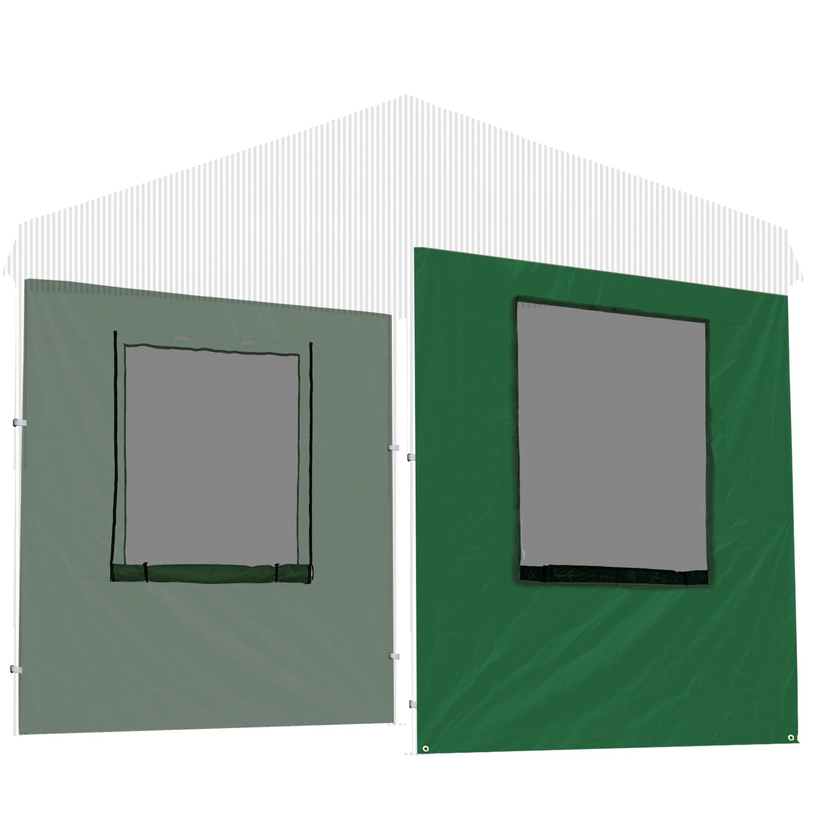 

FIELDOOR Тент-шатер Боковые стенки, Настенные, для стальных и алюминиевых тентов [Зеленый с окном] [Только тент 2,0 м] [2 штуки]