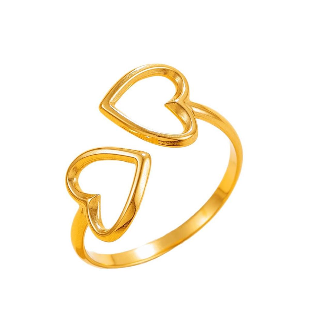 Sweet Fairy Heart-Shaped Adjustable Stainless Steel Ring - Perfect Gift for Girlfriend