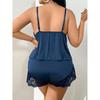 Plus Size Lace Camisole Nightdress Sexy Shorts Set Pure Desire Loungewear Solid Color Casual Shorts Sets