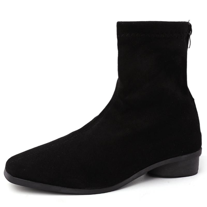 Fashion Autumn Winter Women Ankle Boots Low Heels Zipper Shoes Fashion Square Toe Comfortable Botas Zapatos De Mujer