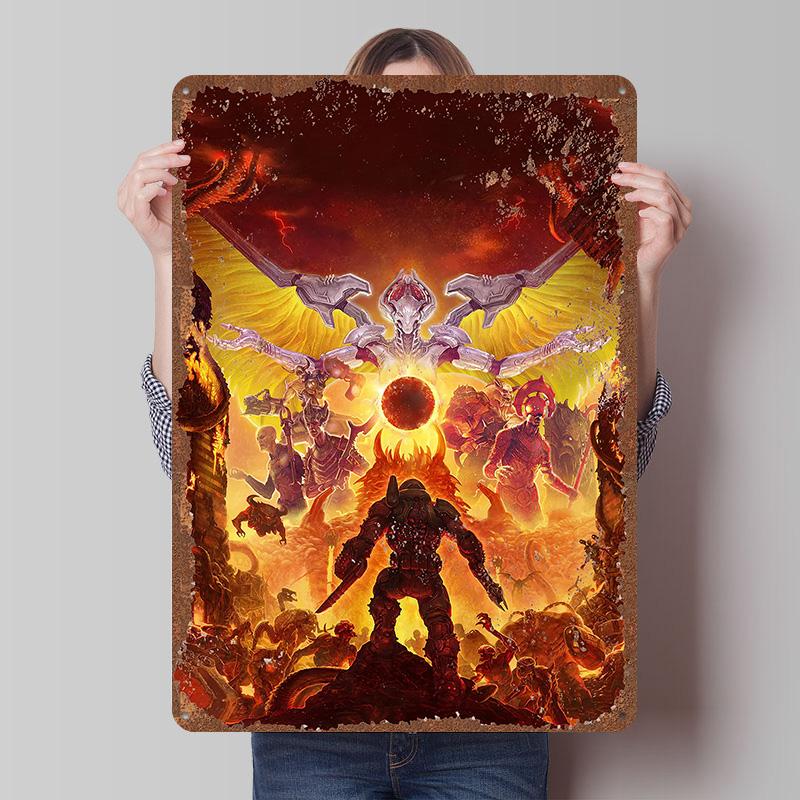 DoomS Tinplate Posters Custom Wall Art Vintage Metal Signs Retro Tin Plaque for Bedroom Decoration Gaming Home Decor Accessories