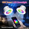 10W RGB Smart Spotlight Bluetooth-Compatible Round Panel Light 2700K-6500K Recessed Down Light for Living Room Bedroom Decor