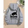 No Not Today Printed Hoodie Cat Pullover Loose Pocket Top Warm Wool Sweatshirt Winter Casual