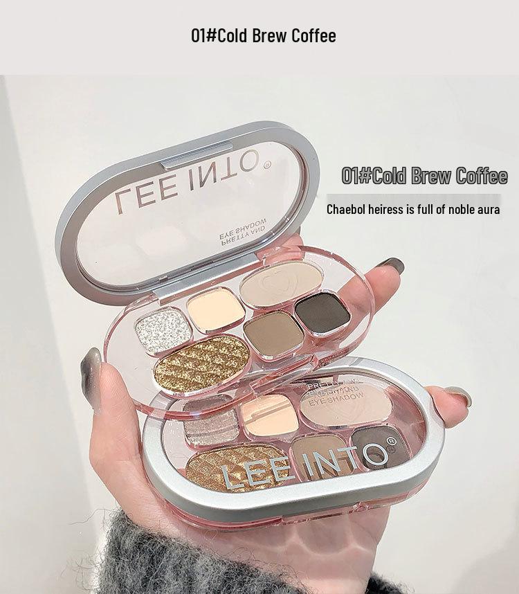 LEEINTO Six-Color Eyeshadow Palette: Long-Lasting Pearlescent, Matte & Glitter Shades.