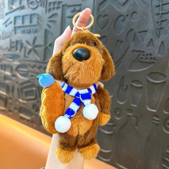 Keychain Pendant Plush Dog Doll Charm Key Chain with Hats Sweaters Scarves Backpacks Keys Pendant Gift Accessory