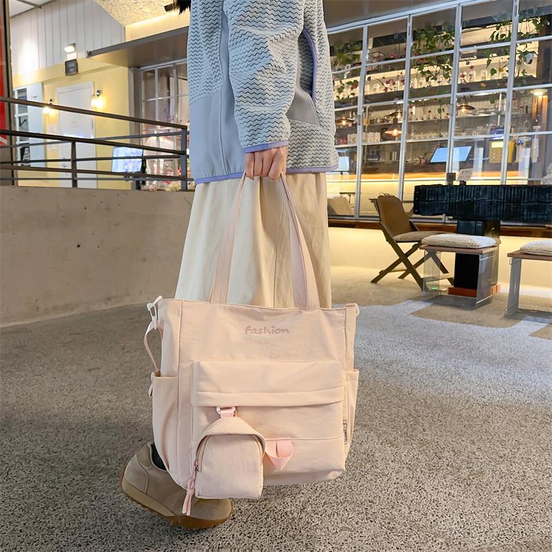 Large Capacity Commuter Shoulder Bag Women's Tote Bag Student Book Bag with Coin Purse