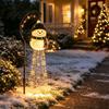 Family Gathering Backyard Ambiance Solar Powered Christmas Garden Light, Outdoor Metal Stake Holiday Landscape Path Decorations Star Snowflake