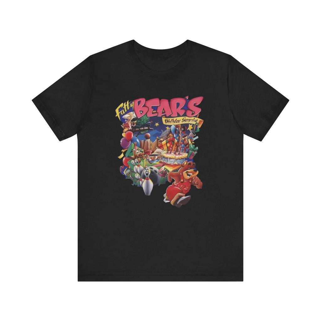Fatty Bears Birthday Suprise 90s PC Cover Art Unisex Jersey Short Sleeve Tee