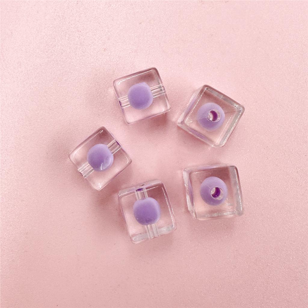 10Pcs Transparent Sandwich Square Bright Face Acrylic 12mm Jewelry Accessories Fashion Loose Beads DIY Bracelet Handmade Keychain Making Material