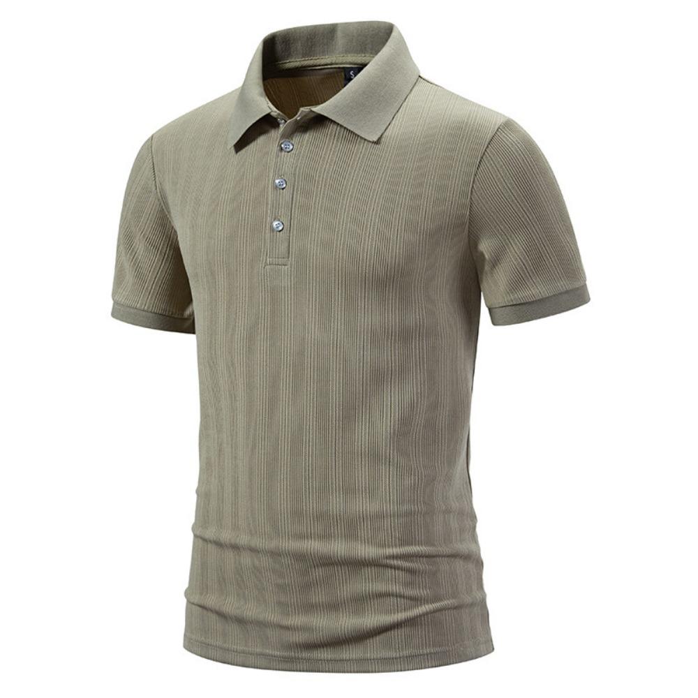 

Мужская повседневная рубашка поло с коротким рукавом, однотонная футболка для отпуска, пляжная мода 2XL хаки