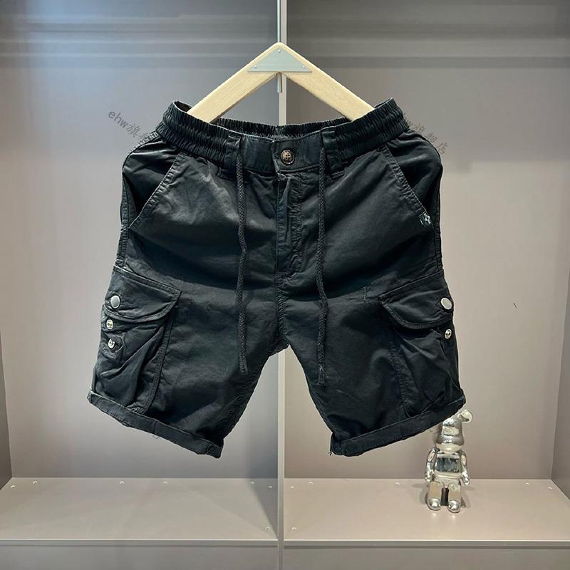 Sommer-Cargo-Shorts für Herren, Lässige Mehrzwecktaschen, Lockere Stretch-Hosen aus reiner Baumwolle, Außenbekleidung