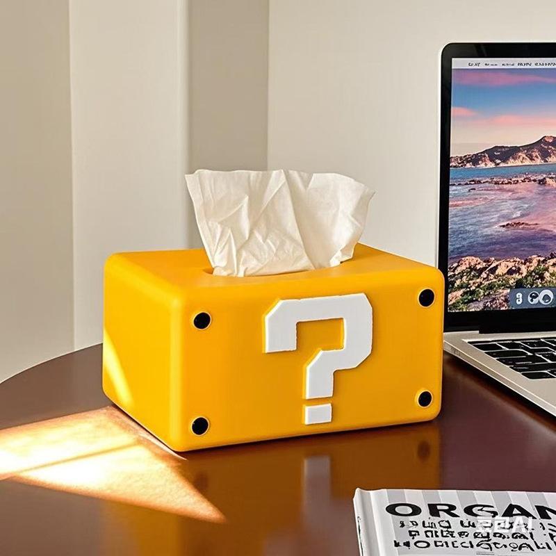 Mario Tissue Box Home Living Room Ornament Dining Table Cute Interesting Question Mark Paper Box