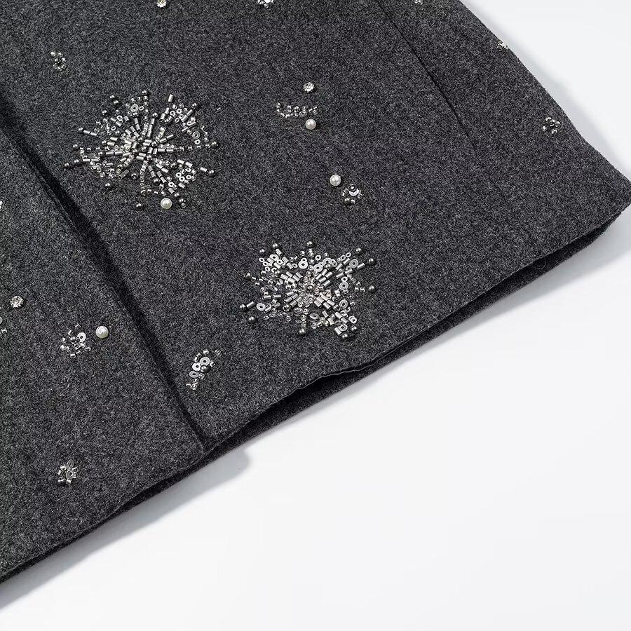 2025 Winter European & American Style Sequin Woolen Jacket